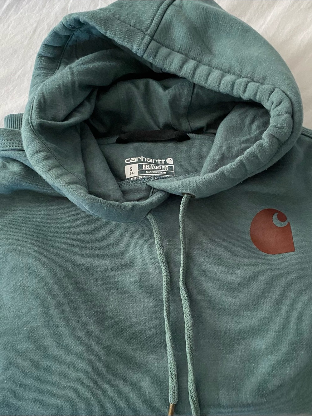 Carhartt Sweatshirt Womens S Green Relaxed Fit Pullover Hoodie Casual Outdoors